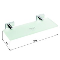 Bemeta BETA polička bez ohrádky 300x55x130 mm, mléčné sklo   132122042